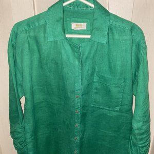 Maeve By Anthropologie Green Linen Blouse